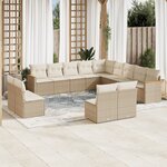 vidaXL Salon de jardin avec coussins 13 Pièces beige résine tressée