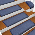 vidaXL Tapis d'escalier 15 Pièces 65x21x4 cm Bleu