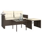 vidaXL Salon de jardin avec coussins 3 Pièces marron résine tressée