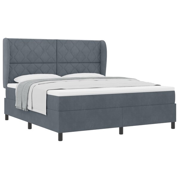 Lit à ressorts vidaXL avec matelas gris foncé 180x200 cm velours