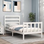 vidaXL Cadre de lit avec tête de lit blanc petit simple bois massif