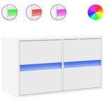 vidaXL Meuble TV mural avec lumières LED blanc 80x31x45 cm