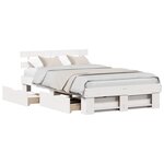 vidaXL Cadre de lit avec tiroirs Blanc 135x190 cm Bois de pin massif