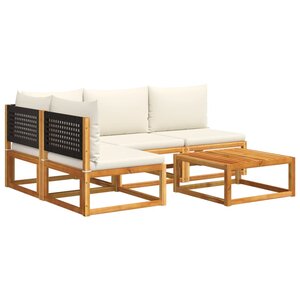vidaXL Salon de jardin avec coussins 5 Pièces Bois d'acacia solide