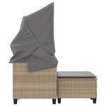 vidaXL Canapé de jardin 2 places avec auvent et tabourets beige rotin