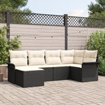 vidaXL Ensemble de canapé de jardin 6 pièces avec coussins Noir Rattan Poly