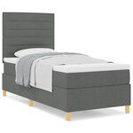 vidaXL Lit à ressort avec matelas gris foncé 100x200 cm en tissu