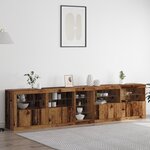 vidaXL Buffet avec éclairage LED Bois ancien 283x37x67 cm Bois d'ingénierie