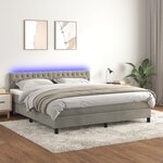 vidaXL Sommier à lattes de lit avec matelas LED Gris clair 180x200 cm