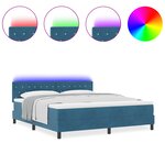 Lit à ressorts vidaXL avec matelas et LED bleu foncé 180x200 cm en velours