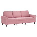 vidaXL Canapé 3 places avec oreillers décoratifs rose 180 cm velours