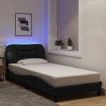 vidaXL Cadre de lit avec LED sans matelas noir 90x190 cm tissu