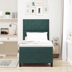 Lit à Sommier Box avec Matelas & LED Vert Foncé 90x190 cm Velours