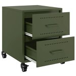vidaXL Table de chevet vert olive 36x39x43 5 cm acier