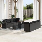 vidaXL Ensemble de Canapés de Jardin 11 Pièces avec Coussins en Poly Rattan Noir