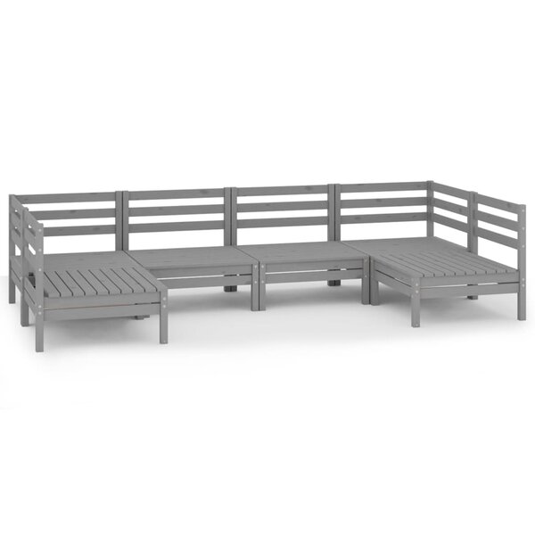 Salon de jardin meuble d'extérieur ensemble de mobilier 6 pièces gris bois de pin massif 02_0017024