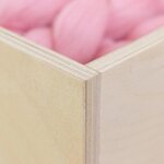 Boîte de rangement bois modèle 4 - poignées - Rose et bois naturel - 33 x 33 x 37 cm