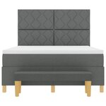 vidaXL Lit avec Sommier et Banc Gris Foncé 160x200 cm Tissu