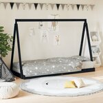 vidaXL Cadre de lit pour enfants noir 80x200 cm bois de pin massif