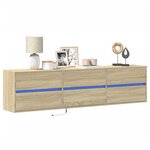 vidaXL Meuble TV mural avec LED chêne sonoma 180x31x45 cm