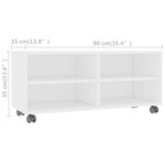 vidaXL Meuble TV avec roulettes Blanc 90x35x35 cm Bois d'ingénierie