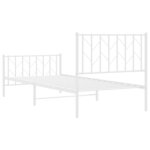 vidaXL Cadre de lit métal sans matelas avec pied de lit blanc 90x200cm