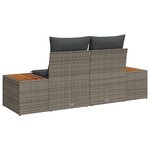 Sofa de jardin 2 places avec coussins gris en poly rotin