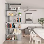 vidaXL Bibliothèque/Séparateur de pièce Gris béton Bois d'ingénierie