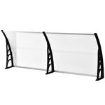 Auvent marquise de porte design voûté arrondi dim. 195L x 80l x 23H cm polycarbonate plastique noir
