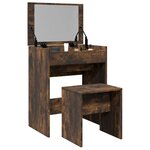 vidaXL Coiffeuse et tabouret chêne fumé 60x40x113 5 cm