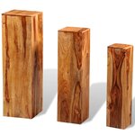 vidaXL Support de plantes 3 Pièces bois massif marron