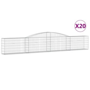 vidaXL Paniers à gabions arqués 20 Pièces 400x30x60/80 cm Fer galvanisé