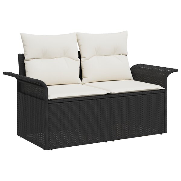 vidaXL Ensemble de Sofa de Jardin 5 pièces avec coussins noir en poly rotin