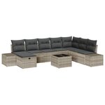 vidaXL Set de canapé de jardin 9 pièces avec coussins en rotin poly léger gris