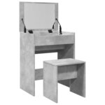 vidaXL Coiffeuse et tabouret gris béton 60x40x113 5 cm