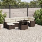 vidaXL Salon de jardin 8 Pièces avec coussins marron résine tressée