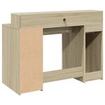 Bureau table poste de travail meuble d'ordinateur informatique étude avec lumières LED chêne sonoma bois d'ingénierie brun 02_0023422