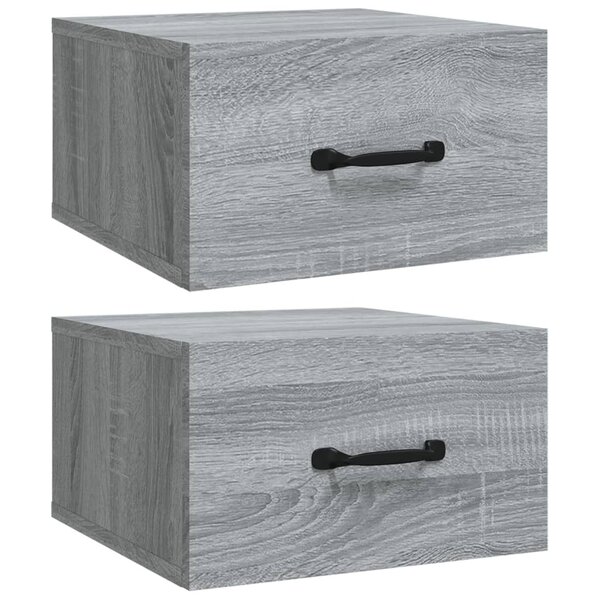 vidaXL Tables de chevet murales 2 Pièces Sonoma gris 35x35x20 cm