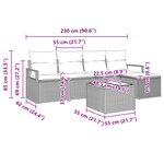 Ensemble de Canapés de Jardin 6 Pièces avec Coussins en Rattan Synthétique Noir