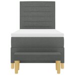 vidaXL Lit à ressorts avec matelas et banc gris foncé 100x200 cm en tissu