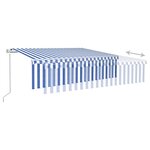 vidaXL Auvent automatique store capteur de vent LED 6x3 m Bleu blanc