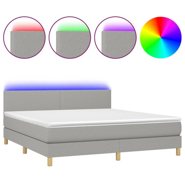vidaXL Sommier à lattes de lit et matelas et LED Gris clair 180x200 cm