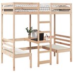 vidaXL Lit mezzanine avec bureau et chaises 80x200 cm pin massif