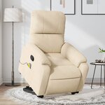 vidaXL Fauteuil inclinable de massage crème tissu microfibre