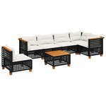 vidaXL Salon de jardin 7 Pièces avec coussins noir résine tressée