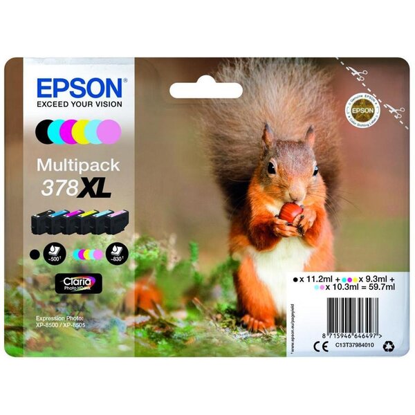 Multipack 6 cartouche d'encre 378xl noir cyan magenta jaune cyan clair magenta clair epson