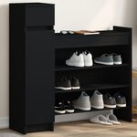 vidaXL Armoire à chaussures noir 100 5x28x100 cm bois d'ingénierie