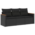 vidaXL Salon de jardin 3 Pièces avec coussins noir résine tressée