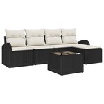 Ensemble de Canapé de Jardin de 5 Pièces avec Coussins en Poly Rattan Marron