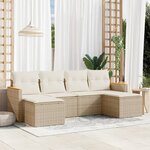vidaXL Salon de jardin avec coussins 6 Pièces beige résine tressée
